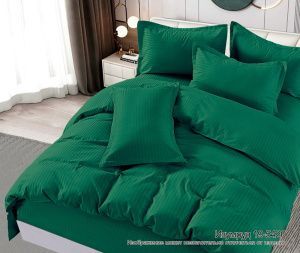 Набор: 2 наволочки сатин-страйп диз. № Полоса 1х1 Изумруд 19-5420