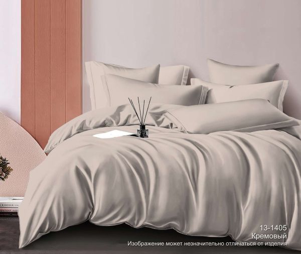 Простыня на резинке сатин (У) цвет:13-1405 TPX Кремовый